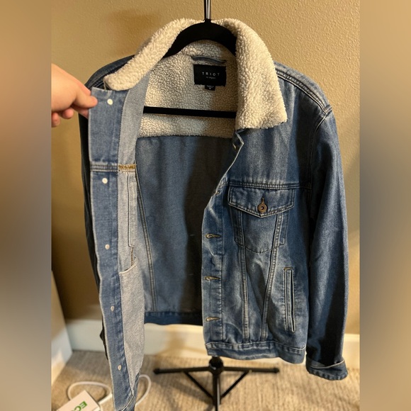 Triot Los Angeles Sherpa Lined Denim Jacket Men’s Medium - Picture 2 of 3